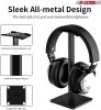 Headphone Stand Headset Holder with Aluminum Supporting Bar Flexible ABS Solid Base for All Headphones Size HD STND (Black)