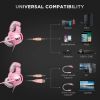 K5 Pink Gaming Headset for PS4 Xbox One PC Laptop with Noise Cancelling Mic