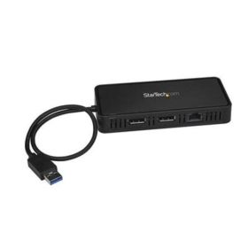 StarTech.com USB 3.0 Mini Dock - Dual Monitor USB Type-A Laptop Docking Station - DisplayPort 4K 60Hz &amp; Gigabit Ethernet - 1' (30cm) cable