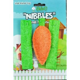 A & E Cages Nibbles Small Animal Loofah Chew Toy Carrot  Celery, 1ea