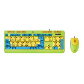 Adesso KAB-132DB 104-Key Antimicrobial Wired Kids Keyboard and Mouse Combo for Windows