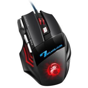 Computer Mouse Gamer Ergonomic Gaming Mouse USB Wired Game Mause 5500 DPI Silent Mice With LED Backlight 7 Button For PC Laptop (Color: Silent withoiut box)