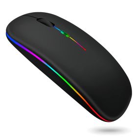 Wireless Mouse Bluetooth-compatible RGB Silent LED Backlit Ergonomic Gaming Mouse For Laptop Computer PC Macbook 2.4GHz 1600DPI (Color: 2.4Ghz Mode-Black)