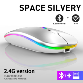 Wireless Mouse Bluetooth Mouses with USB Rechargeable ÃÂ¼Ã‘â€¹Ã‘Ë†ÃÂºÃÂ° ÃÂ´ÃÂ»Ã‘Â ÃÂºÃÂ¾ÃÂ¼ÃÂ¿Ã‘Å’Ã‘Å½Ã‘â€šÃÂµÃ‘â‚¬ÃÂ° for Computer Laptop PC Gamer Gaming Mouse (Color: Silver Bluetooth)