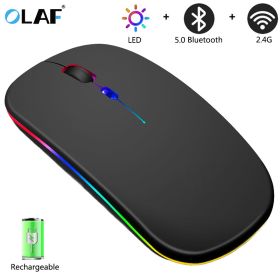 Wireless Mouse Bluetooth Mouses with USB Rechargeable ÃÂ¼Ã‘â€¹Ã‘Ë†ÃÂºÃÂ° ÃÂ´ÃÂ»Ã‘Â ÃÂºÃÂ¾ÃÂ¼ÃÂ¿Ã‘Å’Ã‘Å½Ã‘â€šÃÂµÃ‘â‚¬ÃÂ° for Computer Laptop PC Gamer Gaming Mouse (Color: Black Wireless)
