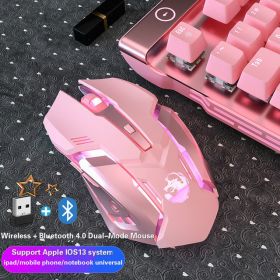 Wireless Mouse Ergonomic Gaming mouse 2400 DPI Rechargeable Computer Gamer pink Silent mute Mouse for PC laptop bluetooth mouse (Color: 2.4GHz Bluetooth K3)