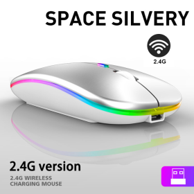 Wireless Mouse Bluetooth Mouses with USB Rechargeable ÃÂ¼Ã‘â€¹Ã‘Ë†ÃÂºÃÂ° ÃÂ´ÃÂ»Ã‘Â ÃÂºÃÂ¾ÃÂ¼ÃÂ¿Ã‘Å’Ã‘Å½Ã‘â€šÃÂµÃ‘â‚¬ÃÂ° for Computer Laptop PC Gamer Gaming Mouse (Color: Silver Wireless)