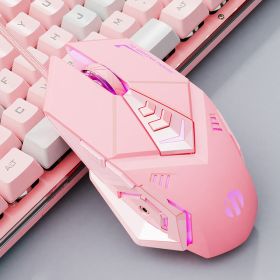 Wireless Mouse Ergonomic Gaming mouse 2400 DPI Rechargeable Computer Gamer pink Silent mute Mouse for PC laptop bluetooth mouse (Color: Wired Mouse Sound)