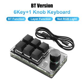 Programming Macro Custom Knob Keyboard RGB 3 Key Copy Paste Mini Button Photoshop Gaming Keypad Mechanical Hotswap Macropad (Color: 6 Key BT)