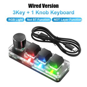 Programming Macro Custom Knob Keyboard RGB 3 Key Copy Paste Mini Button Photoshop Gaming Keypad Mechanical Hotswap Macropad (Color: RGB 3 Key Wired)