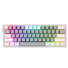 K617 RGB USB Mini Mechanical Gaming Keyboard Red Switch 61 Keys Wired detachable cable; portable for travel (Color: K617RGB-GW)