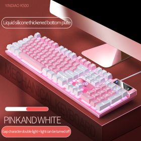 104 Keys Gaming Keyboard Wired Keyboard Color Matching Backlit Mechanical Feel Computer E-sports Peripherals for Desktop Laptop (Color: White light)