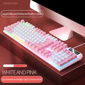 104 Keys Gaming Keyboard Wired Keyboard Color Matching Backlit Mechanical Feel Computer E-sports Peripherals for Desktop Laptop (Color: Mixed light)
