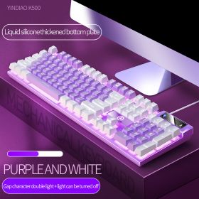 104 Keys Gaming Keyboard Wired Keyboard Color Matching Backlit Mechanical Feel Computer E-sports Peripherals for Desktop Laptop (Color: White light6)