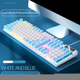 104 Keys Gaming Keyboard Wired Keyboard Color Matching Backlit Mechanical Feel Computer E-sports Peripherals for Desktop Laptop (Color: Mixed light2)