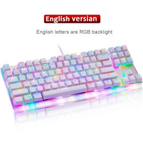 K87S RGB Gaming Mechanical Keyboard USB Wired 87 Keys Red/Blue Switch Laser RU Keypads For PC Computer Gamer (Color: English version)