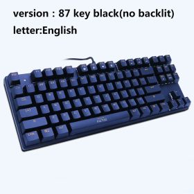 Edition Mechanical Keyboard 87 keys Blue Switch Gaming Keyboards for Tablet Desktop Russian sticker (Color: 87 no light black US)