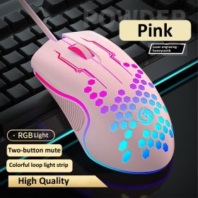 Mute Wired Gaming Mouse 1000 DPI Optical 3 Button USB Mouse With RGB BackLight Mute Mice for Desktop Laptop Computer Gamer Mouse (Color: honeycomb Pink)