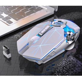 Wireless Optical 2.4G USB Gaming Mouse 1600DPI 7 Color LED Backlit Rechargeable Silent Mice For PC Laptop (Color: White)