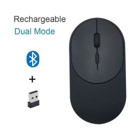 Bluetooth 5.1 2.4G Wireless Dual Mode Rechargeable Mouse Optical USB Gaming Computer Charing Mause New Arrival for Mac Ipad PC (Color: Dual Mode Black)