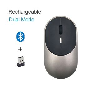 Bluetooth 5.1 2.4G Wireless Dual Mode Rechargeable Mouse Optical USB Gaming Computer Charing Mause New Arrival for Mac Ipad PC (Color: Dual Mode Grey)