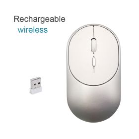 Bluetooth 5.1 2.4G Wireless Dual Mode Rechargeable Mouse Optical USB Gaming Computer Charing Mause New Arrival for Mac Ipad PC (Color: Wireless Silver)