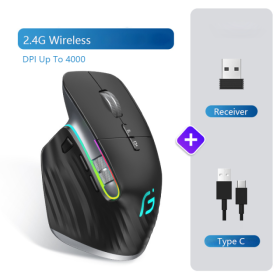 VT Bluetooth+2.4G Wireless Mouse Rechargeable Silent Ergonomic Computer DPI Up 4000 For Tablet Macbook Laptop Gaming Office (Color: 2.4G wireless)
