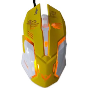 USB Wired Gaming Mouse Pink Computer Professional E-sports Mouse 2400 DPI Colorful Backlit Silent Mouse for Lol Data Laptop Pc (Color: Yellow)