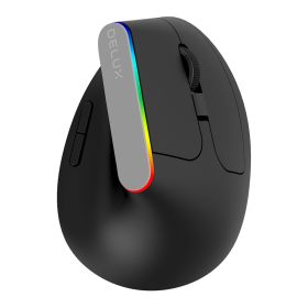 M618C Wireless Silent Ergonomic Vertical 6 Buttons Gaming Mouse USB Receiver RGB 1600 DPI Optical Mice With For PC Laptop (Color: M618C Black)