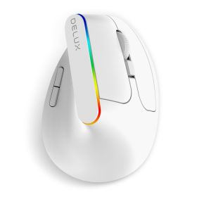 M618C Wireless Silent Ergonomic Vertical 6 Buttons Gaming Mouse USB Receiver RGB 1600 DPI Optical Mice With For PC Laptop (Color: M618C White)