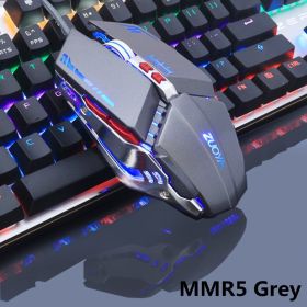 Professional gamer Gaming Mouse 8D 3200DPI Adjustable Wired Optical LED Computer Mice USB Cable Mouse for laptop PC (Color: MMR5 Silver gray)