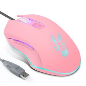 USB-C mute colorful luminous mouse for type C notebook computer mouse gaming mouse (Color: Pink USB)