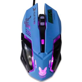 USB Wired Gaming Mouse Pink Computer Professional E-sports Mouse 2400 DPI Colorful Backlit Silent Mouse for Lol Data Laptop Pc (Color: Blue)