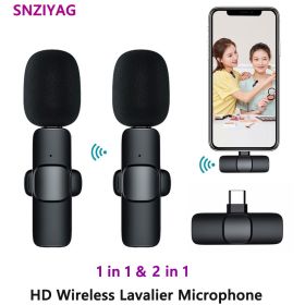 New Wireless Lavalier Microphone Portable Audio Video Recording Mini Mic for iPhone Android Live Broadcast Gaming Phone Mic (Color: 1in1 For IOS)