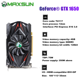 MAXSUN Graphic Cards GTX1650 GTX1050Ti GT1030 GT730 4GB DDR5 DDR4 GPU 128Bit Video Gaming Card For PC Computer New (Color: GTX1650 4GB DDR5)