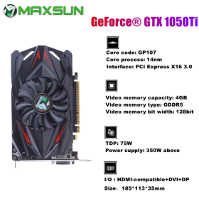 MAXSUN Graphic Cards GTX1650 GTX1050Ti GT1030 GT730 4GB DDR5 DDR4 GPU 128Bit Video Gaming Card For PC Computer New (Color: GTX 1050Ti 4GB)