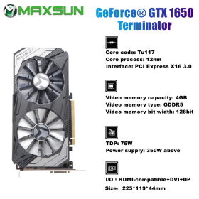 MAXSUN Graphic Cards GTX1650 GTX1050Ti GT1030 GT730 4GB DDR5 DDR4 GPU 128Bit Video Gaming Card For PC Computer New (Color: GTX1650 4GB)