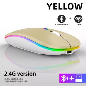Rechargeable Bluetooth Wireless Mouse with 2.4GHz USB RGB 1600DPI Mouse for Computer Laptop Tablet PC Macbook Gaming Mouse Gamer (Color: Dual Mode Wireless10)