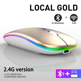 Rechargeable Bluetooth Wireless Mouse with 2.4GHz USB RGB 1600DPI Mouse for Computer Laptop Tablet PC Macbook Gaming Mouse Gamer (Color: Dual Mode Wireless9)