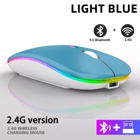 Rechargeable Bluetooth Wireless Mouse with 2.4GHz USB RGB 1600DPI Mouse for Computer Laptop Tablet PC Macbook Gaming Mouse Gamer (Color: Dual Mode Wireless5)