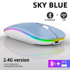 Rechargeable Bluetooth Wireless Mouse with 2.4GHz USB RGB 1600DPI Mouse for Computer Laptop Tablet PC Macbook Gaming Mouse Gamer (Color: Dual Mode Wireless2)