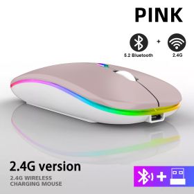 Rechargeable Bluetooth Wireless Mouse with 2.4GHz USB RGB 1600DPI Mouse for Computer Laptop Tablet PC Macbook Gaming Mouse Gamer (Color: Dual Mode Wireless12)