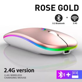 Rechargeable Bluetooth Wireless Mouse with 2.4GHz USB RGB 1600DPI Mouse for Computer Laptop Tablet PC Macbook Gaming Mouse Gamer (Color: Dual Mode Wireless1)