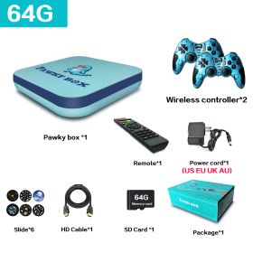 Pawky Box Game Console for PS1/DC/Naomi 50000+ Games Super Console WiFi Mini TV Kid Retro 4K Video Game Player (Color: 64G 33000 Games GB)