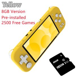 4.3 inch Handheld Portable Game Console with IPS screen 32GB 8GB 2500 free games for super nintendo dendy nes games child (Color: Yellow 8GB)