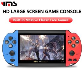 X7/X12 Plus Handheld Game Console 4.3/5.1/7.1 Inch HD Screen Portable Audio Video Player Classic Play Built-in10000+ Free Games (Color: X74.3 Inch)