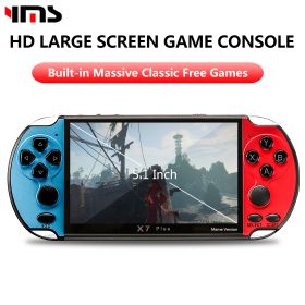 X7/X12 Plus Handheld Game Console 4.3/5.1/7.1 Inch HD Screen Portable Audio Video Player Classic Play Built-in10000+ Free Games (Color: X7 Plus 5.1 Inch)