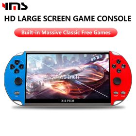 X7/X12 Plus Handheld Game Console 4.3/5.1/7.1 Inch HD Screen Portable Audio Video Player Classic Play Built-in10000+ Free Games (Color: X12 Plus 7.1 Inch)