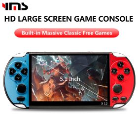 X7/X12 Plus Handheld Game Console 4.3/5.1/7.1 Inch HD Screen Portable Audio Video Player Classic Play Built-in10000+ Free Games (Color: X12 5.1 Inch)