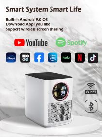 FMUSER Y3 250ANSI 1920x1080 Interactive Android 9.0 Full HD 1080p LED Projector; Dust Proof Portable WIFI Video Projetor Beamer (Color: Android with Real Netflix (1G RAM+8G ROM))